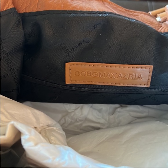 NWT BCBGMaxAzria large leather cognac tote, MSRP $398 - Picture 3 of 5